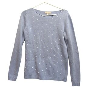 Benedetta B Sweater 3D Polka Dot Embellished Merino Cashmere S Blue Women